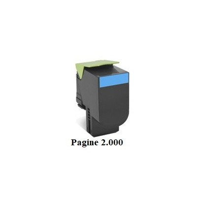 Toner 802S Ciano Rigenerato per Lexmark CX310 CX410 CX510 80C2SC0 Pagine 2.000